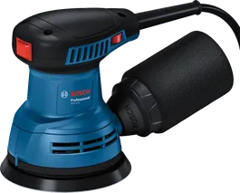 Máy chà nhám quỹ đạo ngẫu nhiên Bosch GEX 125 có bộ thu bụi.