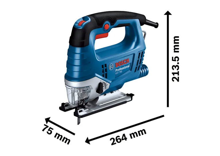 Máy cưa lọng Bosch GST 750 có tay cầm tiện dụng.
