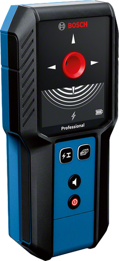 Máy dò Bosch GMS 120-27 có thể phát hiện kim loại và dây điện đang hoạt động.