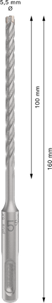 Mũi khoan búa PRO SDS plus-5X, 5,5 x 100 x 160 mm Mũi khoan búa PRO SDS plus-5X, 5,5 x 100 x 160 mm