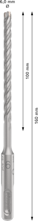 Mũi khoan búa PRO SDS plus-5X, 6 x 100 x 160 mm Mũi khoan búa PRO SDS plus-5X, 6 x 100 x 160 mm