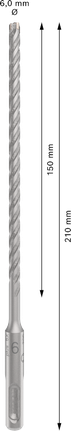 Mũi khoan búa PRO SDS plus-5X, 6 x 150 x 210 mm Mũi khoan búa PRO SDS plus-5X, 6 x 150 x 210 mm