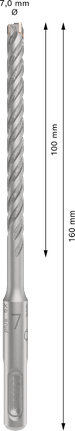 Mũi khoan búa PRO SDS plus-5X, 7 x 100 x 160 mm Mũi khoan búa PRO SDS plus-5X, 7 x 100 x 160 mm