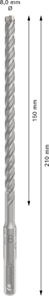 Mũi khoan búa PRO SDS plus-5X, 8 x 150 x 210 mm Mũi khoan búa PRO SDS plus-5X, 8 x 150 x 210 mm