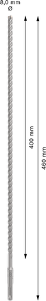 Mũi khoan búa PRO SDS plus-5X, 8 x 400 x 460 mm Mũi khoan búa PRO SDS plus-5X, 8 x 400 x 460 mm