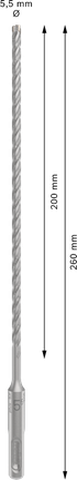 Mũi khoan búa PRO SDS plus-5X, 5,5 x 200 x 260 mm Mũi khoan búa PRO SDS plus-5X, 5,5 x 200 x 260 mm