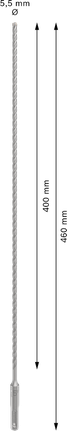 Mũi khoan búa PRO SDS plus-5X, 5,5 x 400 x 460 mm Mũi khoan búa PRO SDS plus-5X, 5,5 x 400 x 460 mm