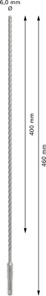Mũi khoan búa PRO SDS plus-5X, 6 x 400 x 460 mm Mũi khoan búa PRO SDS plus-5X, 6 x 400 x 460 mm