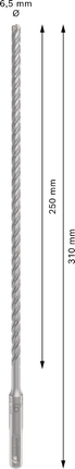 Mũi khoan búa PRO SDS plus-5X, 6,5 x 250 x 310 mm Mũi khoan búa PRO SDS plus-5X, 6,5 x 250 x 310 mm