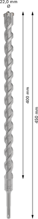 Mũi khoan búa PRO SDS plus-5X, 22 x 400 x 450 mm Mũi khoan búa PRO SDS plus-5X, 22 x 400 x 450 mm