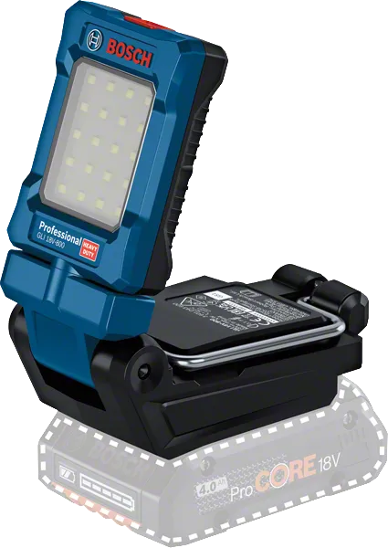 Đèn làm việc không dây Bosch GLI 18V-800 có bảng đèn LED.