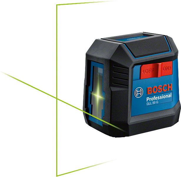 Máy cân bằng laser Bosch GLL 50 G có vạch màu xanh lá cây.