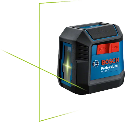 Máy cân bằng laser Bosch GLL 50 G có vạch màu xanh lá cây.