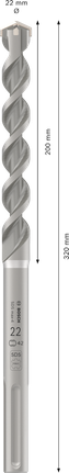 Mũi khoan búa PRO SDS max-4, 22 x 200 x 320 mm Mũi khoan búa PRO SDS max-4, 22 x 200 x 320 mm