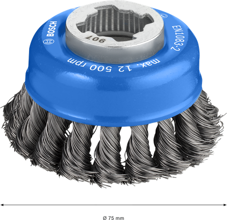 Bàn chải tròn X-Lock PRO Metal heavy, 75 x 0,35 mm Chổi than Bosch PRO Metal X-Lock Cup 75mm dành cho máy mài góc.