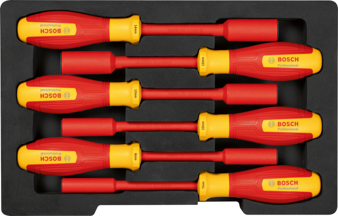 Bộ cờ lê đầu tuýp Bosch VDE 6 chi tiết dùng cho công việc điện.