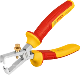Kìm tuốt dây điện đa năng Bosch VDE có tay cầm cách điện.