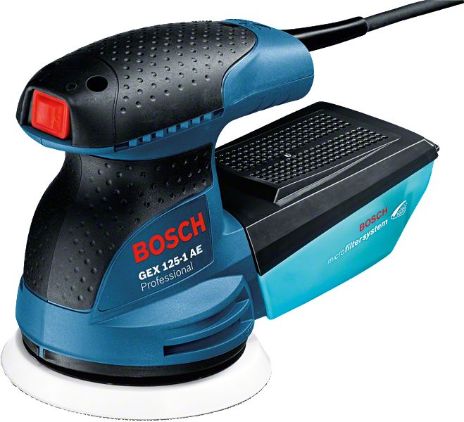 Máy chà nhám quỹ đạo ngẫu nhiên Bosch GEX 125-1 AE có bộ lọc vi mô.