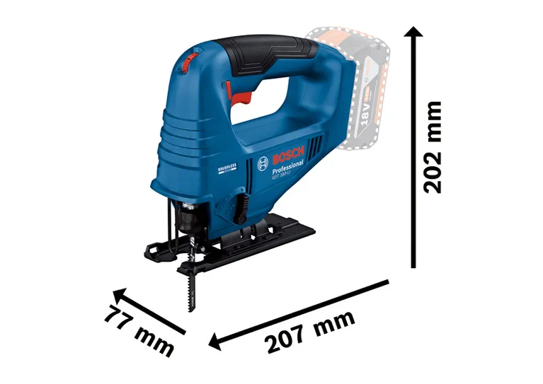 Máy cưa lọng dùng pin Bosch GST 183-LI có kích thước nhỏ gọn.