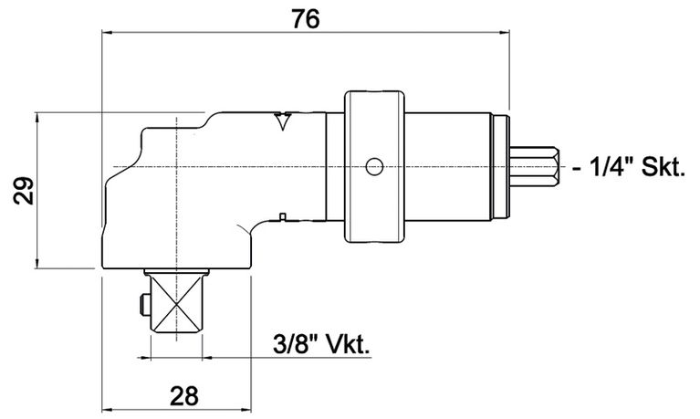 Đầu góc 12V với đầu vặn vuông ngoài 3/8"