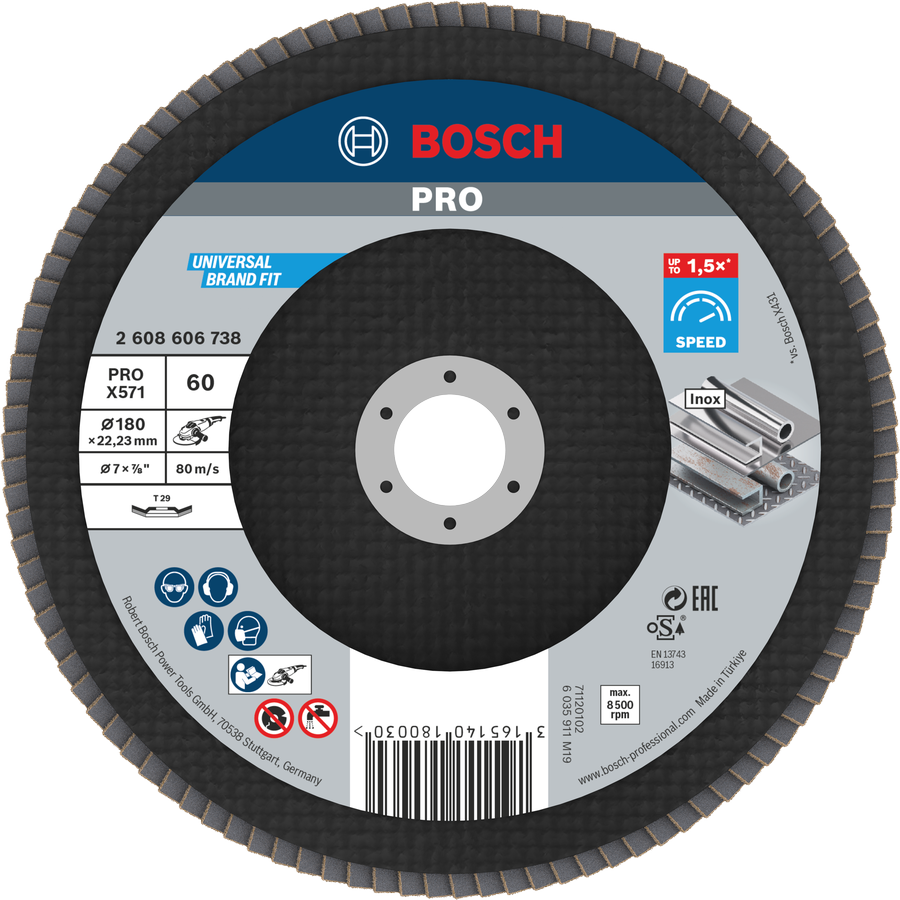Đĩa mài Bosch PRO X571 180mm G60 dùng để mài kim loại.