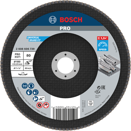 Đĩa mài Bosch PRO X571 180mm G80 dùng để mài kim loại.