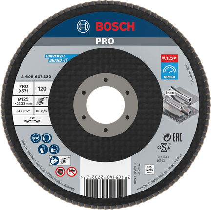 Đĩa nhám xếp PRO X571, Góc, 125 mm, G120 Đĩa phanh Bosch PRO X571 góc 125mm G120.