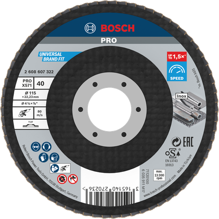 Đĩa mài Bosch PRO X571 115mm G40 dùng để mài kim loại.