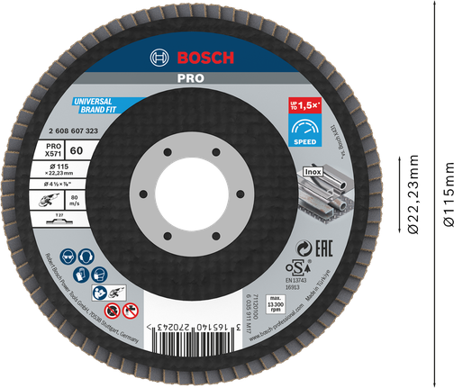Đĩa mài Bosch PRO X571 115mm G60 dùng để mài kim loại.