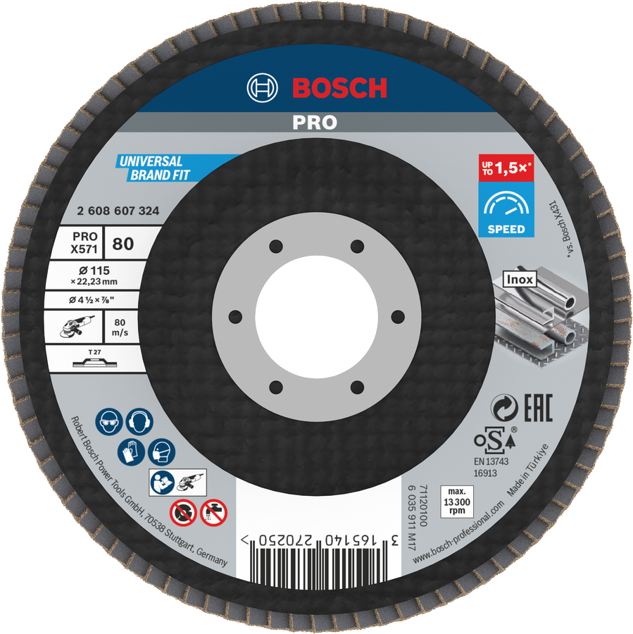 Đĩa mài Bosch PRO X571 115mm G80 dùng để mài kim loại.