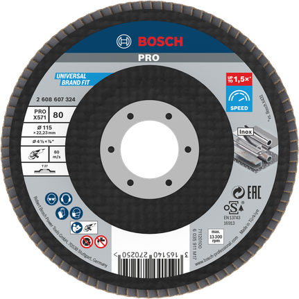 Đĩa mài Bosch PRO X571 115mm G80 dùng để mài kim loại.