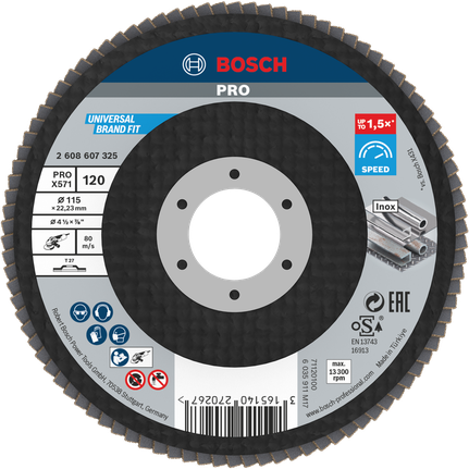 Đĩa mài Bosch PRO X571 115mm G120 dùng để mài kim loại.