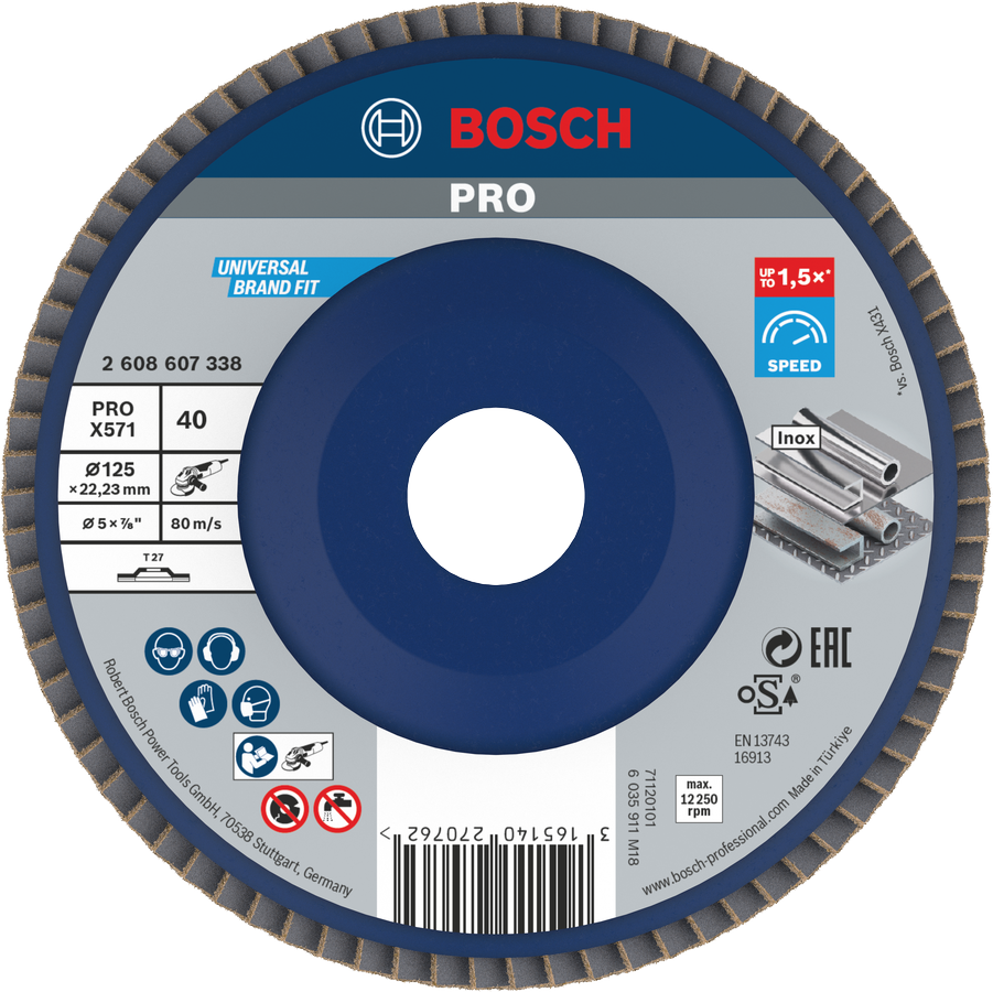 Đĩa mài Bosch PRO X571 125mm G40 dùng để mài kim loại nhanh chóng.