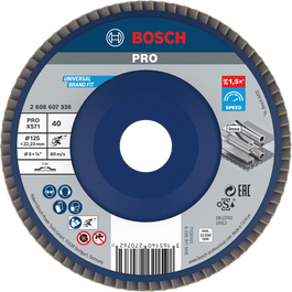 Đĩa mài Bosch PRO X571 125mm G40 dùng để mài kim loại nhanh chóng.