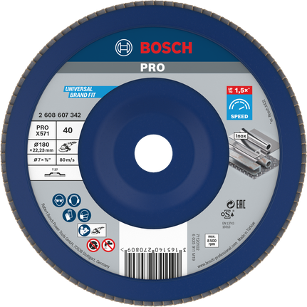Đĩa mài Bosch PRO X571 180 mm G40 dùng để mài kim loại.