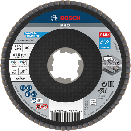 Đĩa nhám xếp PRO X571, Góc, 115 mm, G40, X-Lock Đĩa nhám xếp PRO X571, Góc, 115 mm, G40, X-Lock