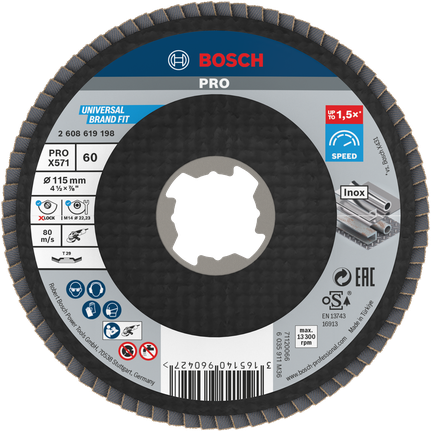 Đĩa nhám xếp PRO X571, Góc, 115 mm, G60, X-Lock Đĩa nhám xếp PRO X571, Góc, 115 mm, G60, X-Lock