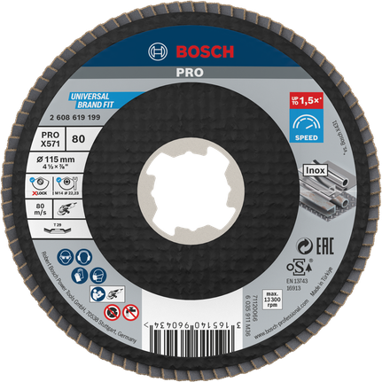 Đĩa nhám xếp PRO X571, Góc, 115 mm, G80, X-Lock Đĩa nhám xếp PRO X571, Góc, 115 mm, G80, X-Lock