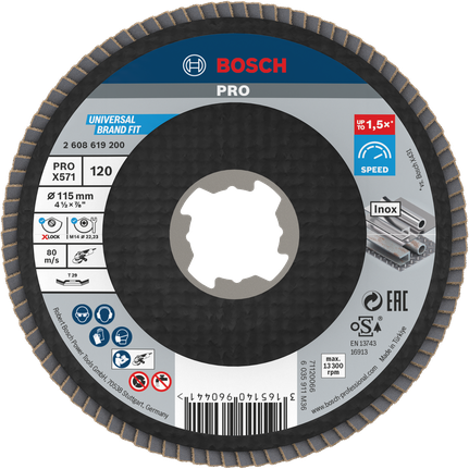 Đĩa nhám xếp PRO X571, Góc, 115 mm, G120, X-Lock Đĩa nhám xếp PRO X571, Góc, 115 mm, G120, X-Lock