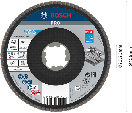 Đĩa nhám xếp PRO X571, Góc, 125 mm, G40, X-Lock Đĩa nhám xếp PRO X571, Góc, 125 mm, G40, X-Lock