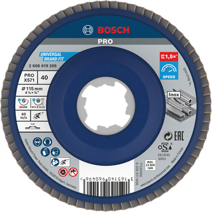Bosch PRO X571 Flap Disc 115mm G40 X-Lock dành cho kim loại.