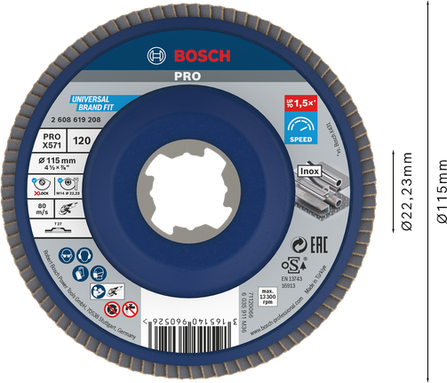Đĩa phanh Bosch PRO X571 115mm G120 dành cho X-LOCK.