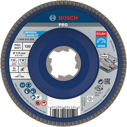 Bosch PRO X571 Flap Disc 115mm G120 X-Lock dành cho kim loại.
