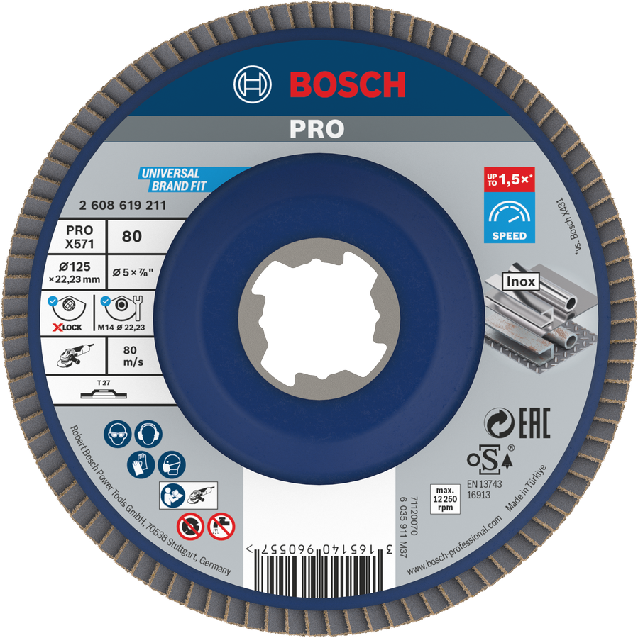Đĩa mài Bosch PRO X571 125mm G80 dùng để mài kim loại.