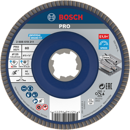 Đĩa mài Bosch PRO X571 125mm G80 dùng để mài kim loại.