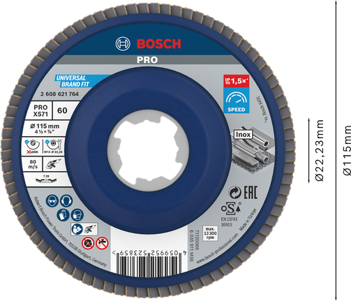 Đĩa nhám xếp PRO X571, Góc, 115 mm, G60, X-Lock Đĩa nhám xếp PRO X571, Góc, 115 mm, G60, X-Lock