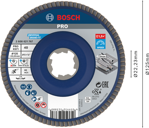 Đĩa nhám xếp PRO X571, Góc, 125 mm, G40, X-Lock Đĩa nhám xếp PRO X571, Góc, 125 mm, G40, X-Lock