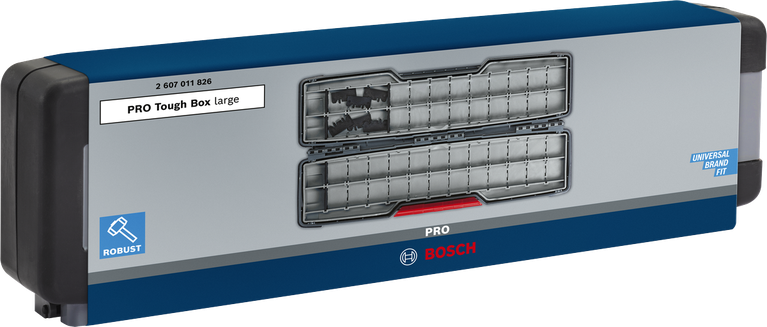 Hộp PRO Tough Box Large đựng phụ kiện, 50 x 120 x 355 mm Hộp đựng phụ kiện lớn Bosch PRO Tough Box 50 × 120 × 355 mm.