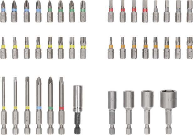 Bộ mũi tua vít Extra Hard, Trưng bày, 43 chiếc Bộ mũi vít Bosch Extra Hard 43 chi tiết.