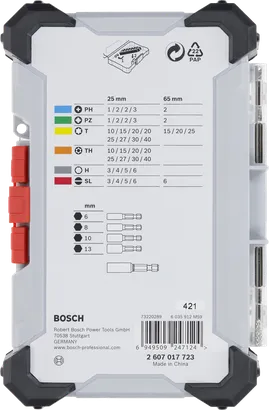Bộ Extra Hard, 43 chi tiết Bộ tua vít siêu cứng Bosch gồm 43 chiếc.